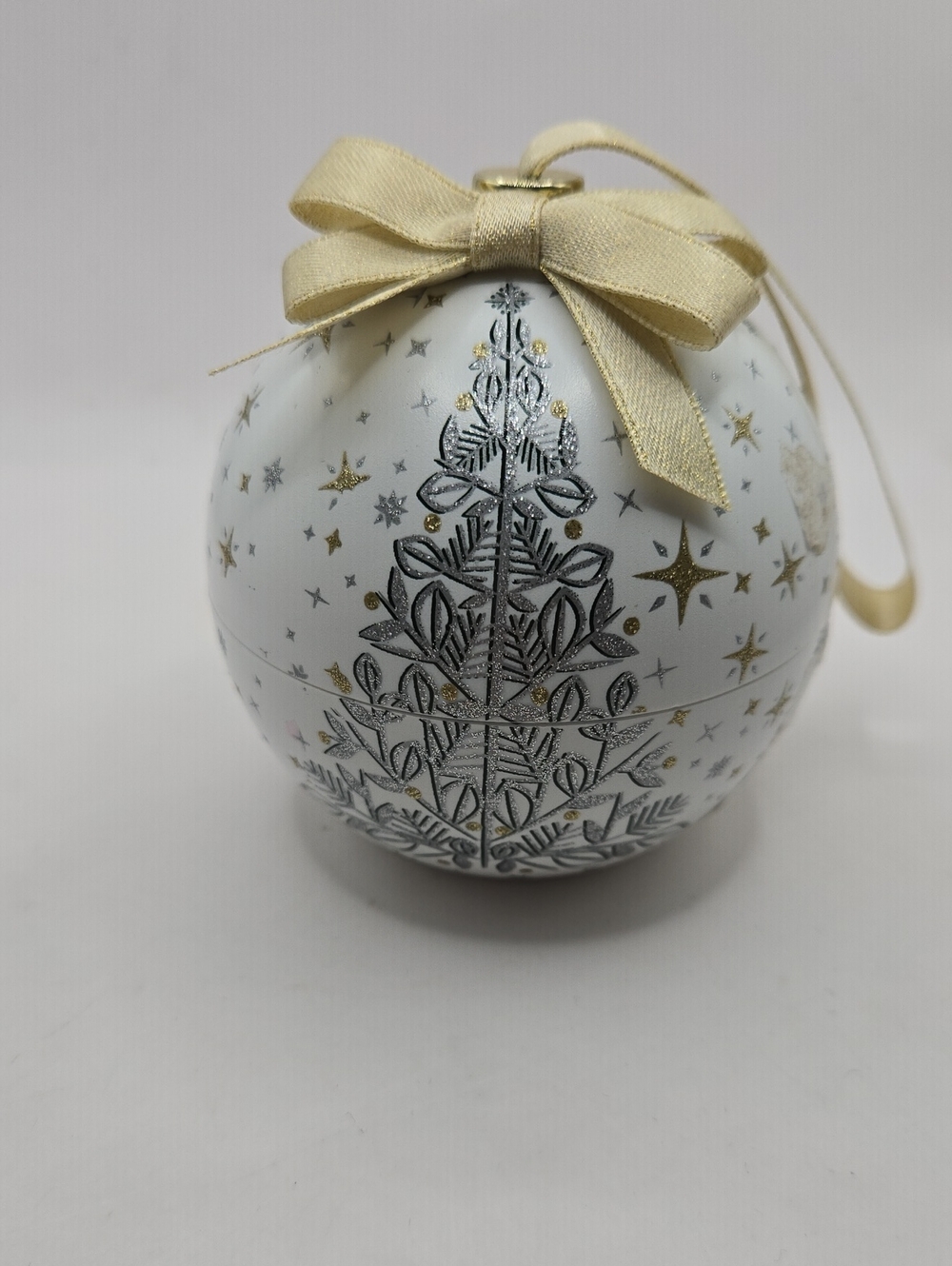 NEW Macy's Gold & White Holiday Ornament Ball with "K" Necklace